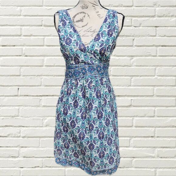 Max Studio (fits like a Small) white turquoise paisley dress‎ M - Picture 1 of 9